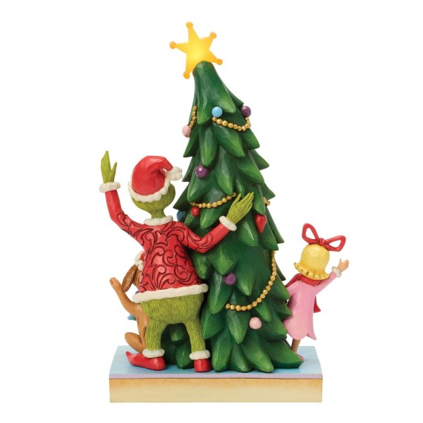 El Grinch, Cindy y Max se asoman desde un árbol de Navidad - JIM SHORE GRINCH