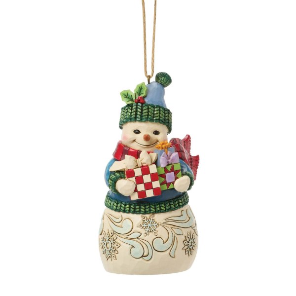 Adorno colgante de muñeco de nieve con regalos - Heartwood Creek