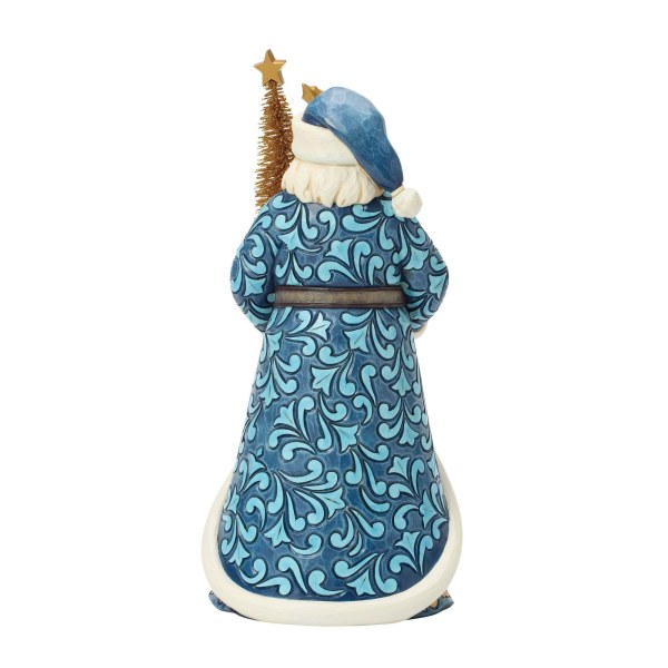 Papá Noel azul y dorado con árbol de sisal dorado - Heartwood Creek