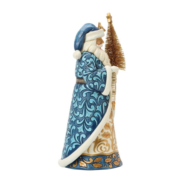 Papá Noel azul y dorado con árbol de sisal dorado - Heartwood Creek