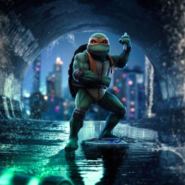 Estatua a escala 1 de las Tortugas Ninja Adolescentes Mutantes, Art Scale Michelangelo, 19 cm