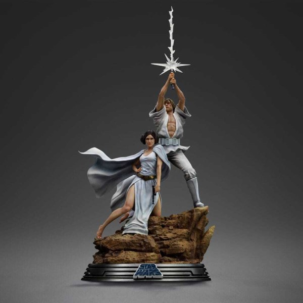Estatuilla de Star Wars 1:10 Deluxe Art Scale Luke y Leia 41 cm