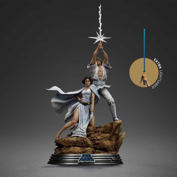 Estatuilla de Star Wars 1:10 Deluxe Art Scale Luke y Leia 41 cm