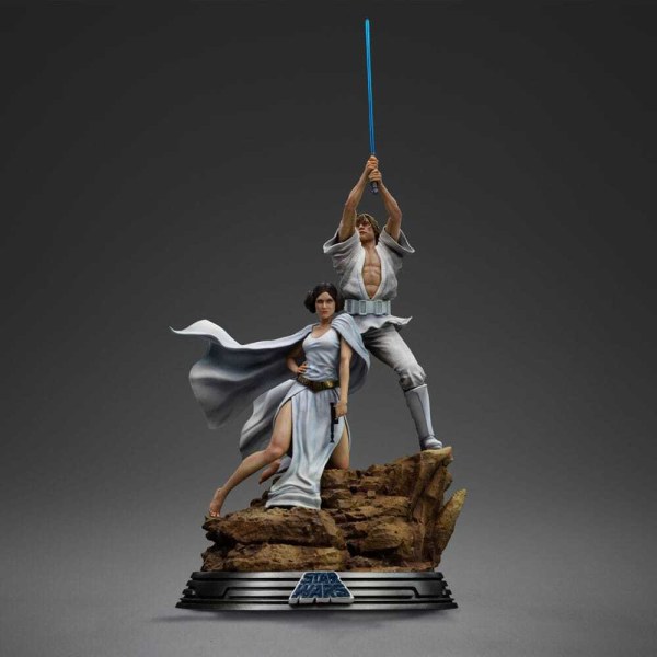 Estatuilla de Star Wars 1:10 Deluxe Art Scale Luke y Leia 41 cm