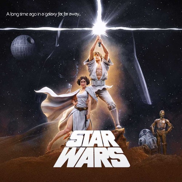 Estatuilla de Star Wars 1:10 Deluxe Art Scale Luke y Leia 41 cm