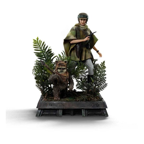 Estatua a escala artística de Star Wars Episodio VI 1:10 Leia y Wicket 21 cm