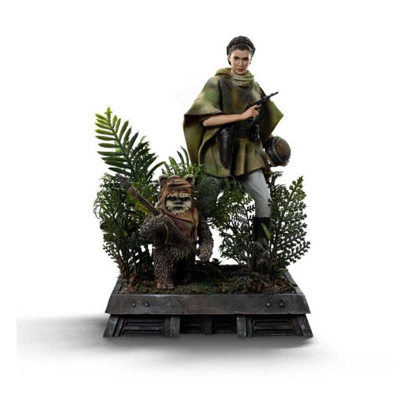 Estatua a escala artística de Star Wars Episodio VI 1:10 Leia y Wicket 21 cm