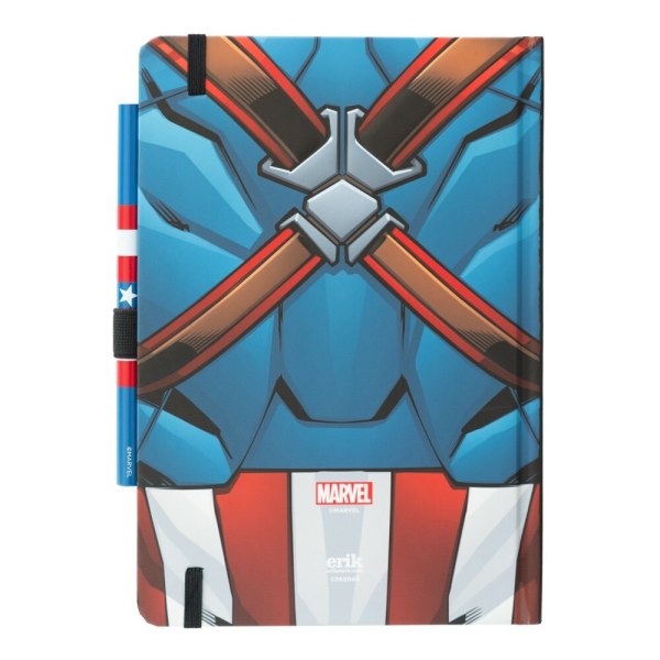 CUADERNO UNIFORME PREMIUM A5 CON BOLÍGRAFO - MARVEL CAPITÁN AMÉRICA