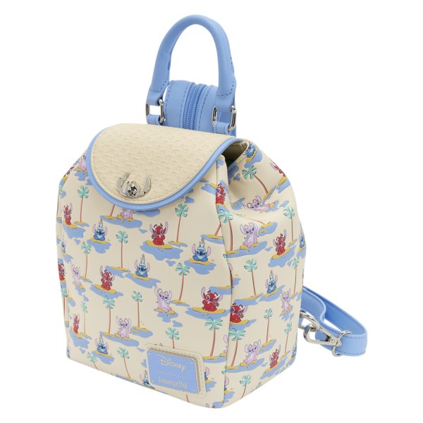 Mini Mochila de Stitch , Angel y Leroy - Disney Loungefly Lilo & Stitch