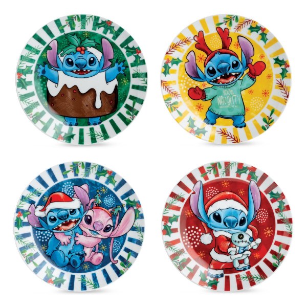 Juego de 4 platos de postre surtidos Stitch Navidad - Egan Disney Home