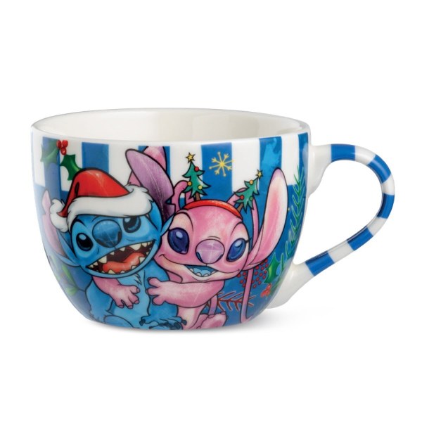 Taza de desayuno Stitch & Angel Navidad azul 520 ml - Egan Disney Home