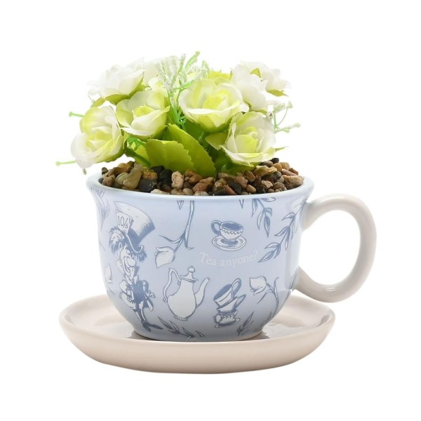 ALICIA EN EL PAÍS DE LAS MARAVILLAS - Taza Decorativa + Planta Artificial