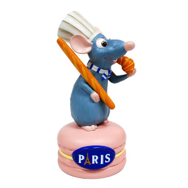 FIGURA DE RESINA REMY CON CROISSANT EN MACARRÓN - DISNEY RATATOUILLE