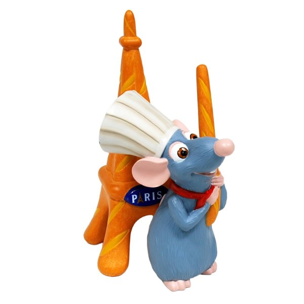 FIGURA DE RESINA REMY FRENTE A LA TORRE EIFFEL CON PAN - DISNEY RATATOUILLE
