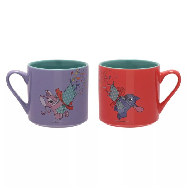 Set de 2 Tazas Coloridas Stitch & Angel Felices Fiestas - Disney
