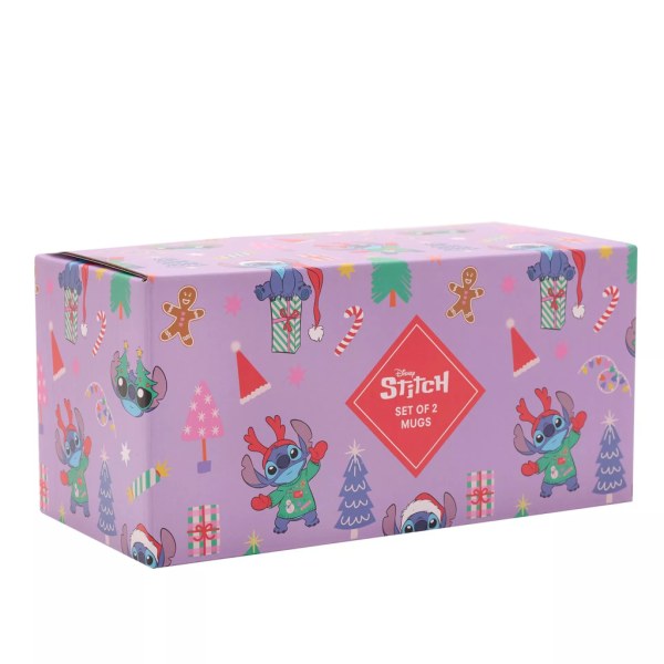 Set de 2 Tazas Coloridas Stitch & Angel Felices Fiestas - Disney