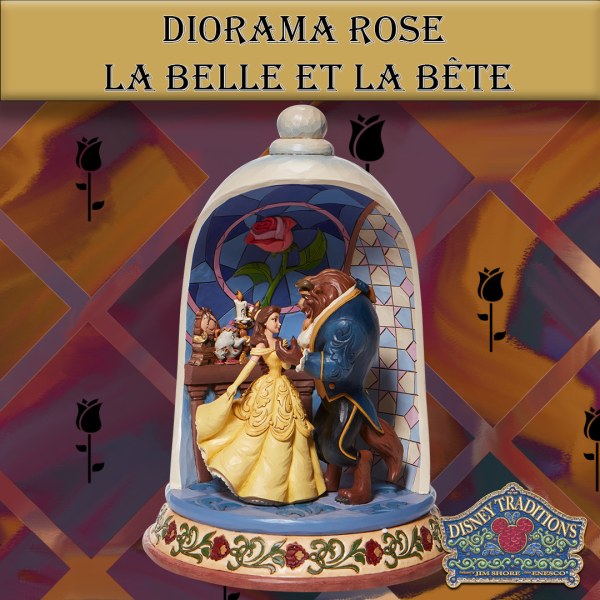DIORAMA LA BELLA Y LA BESTIA ROSA - DISNEY TRADITIONS