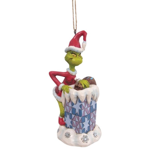 ORNAMENTO GRINCH SUBIENDO A LA CHIMENEA - JIM SHORE GRINCH