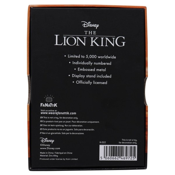 LINGOTE COLECCIONABLE EL REY LEÓN - EDICIÓN LIMITADA