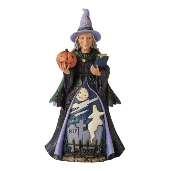 ESCENA DE LA BRUJA DE CALABAZA Y EL CEMENTERIO - JIM SHORE HEARTWOOD CREEK