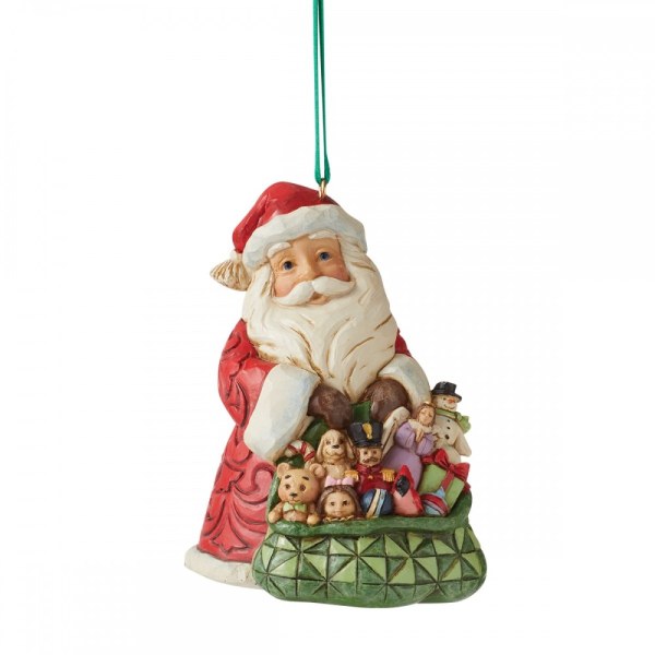 ADORNO PAPÁ NOEL CON SU CAPUCHA DE JUGUETE - JIM SHORE HEARTWOOD CREEK