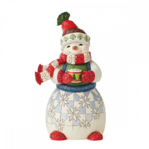MUÑECO DE NIEVE CON CHOCOLATE CALIENTE - JIM SHORE HEARTWOOD CREEK