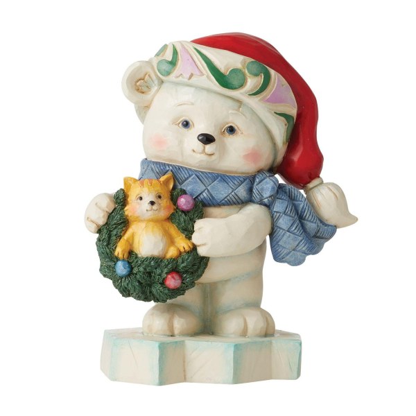 OSO POLAR CON UNA CORONA DE MISTERL Y UN PEQUEÑO GATITO - JIM SHORE HEARTWOOD CREEK