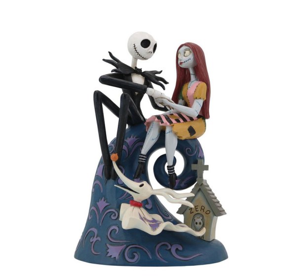 MR JACK SALLY & ZERO ON THE HILL - LA NIGHTMARE BEFORE CHRISTMAS - DISNEY TRADITIONS