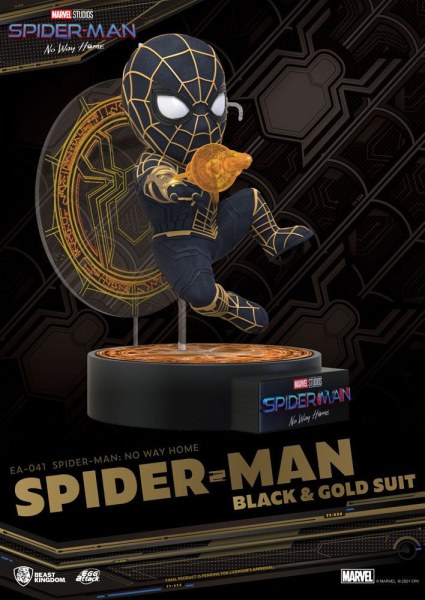 ATAQUE DE HUEVO SPIDER-MAN NO HAY CAMINO A CASA - TRAJE NEGRO Y ORO DE SPIDER-MAN