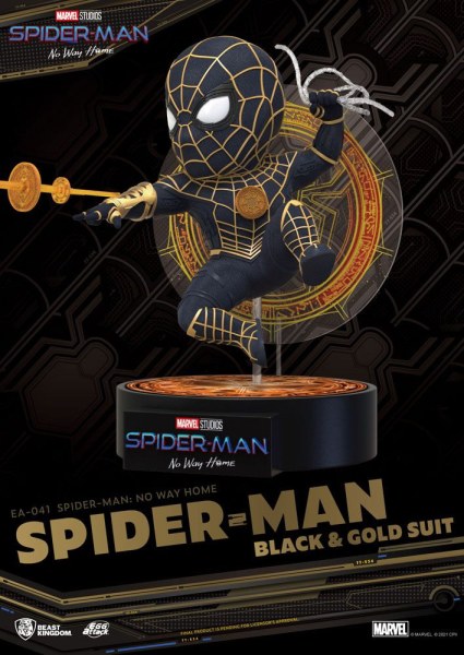 ATAQUE DE HUEVO SPIDER-MAN NO HAY CAMINO A CASA - TRAJE NEGRO Y ORO DE SPIDER-MAN