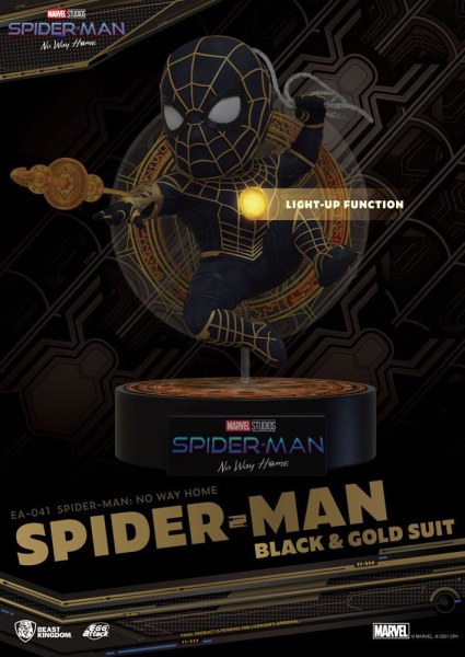 ATAQUE DE HUEVO SPIDER-MAN NO HAY CAMINO A CASA - TRAJE NEGRO Y ORO DE SPIDER-MAN