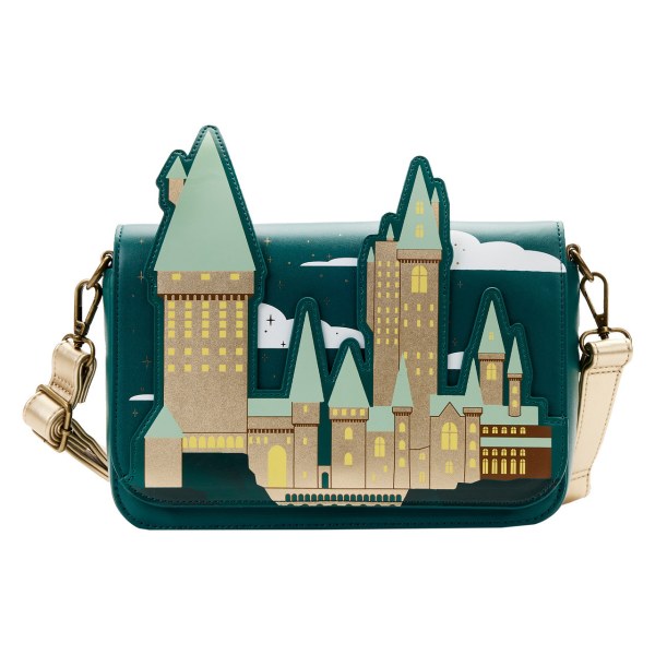 BOLSO BANDOLERA DORADO HOGWARTS - HARRY POTTER LOUNGEFLY