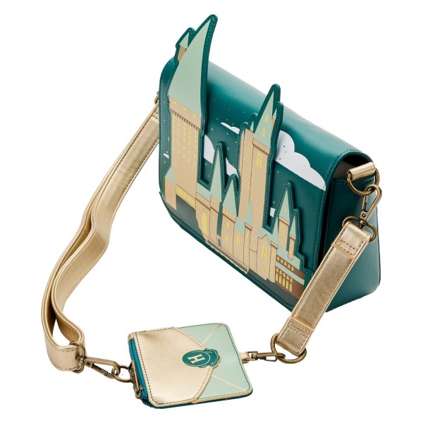 BOLSO BANDOLERA DORADO HOGWARTS - HARRY POTTER LOUNGEFLY