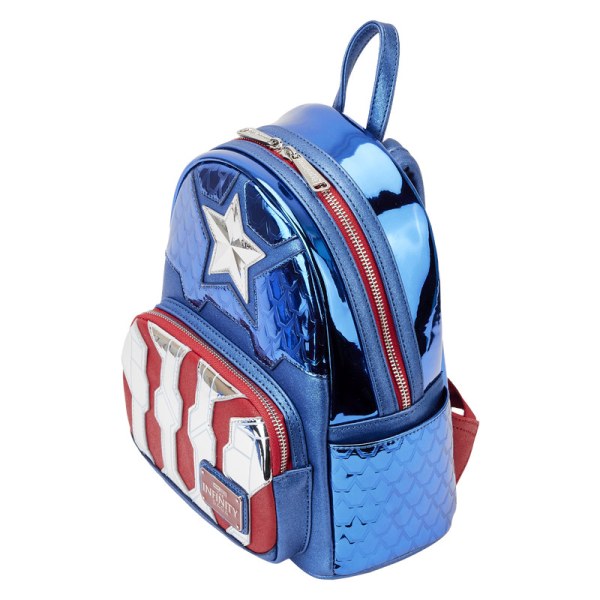 MOCHILA MINI MOCHILA COSPAY METALIZADA CAPITAN AMERICA - DISNEY LOUNGEFLY